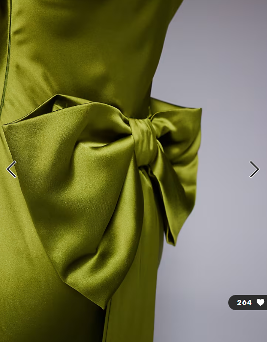 Daska satin exaggerated bow back maxi dress olive green