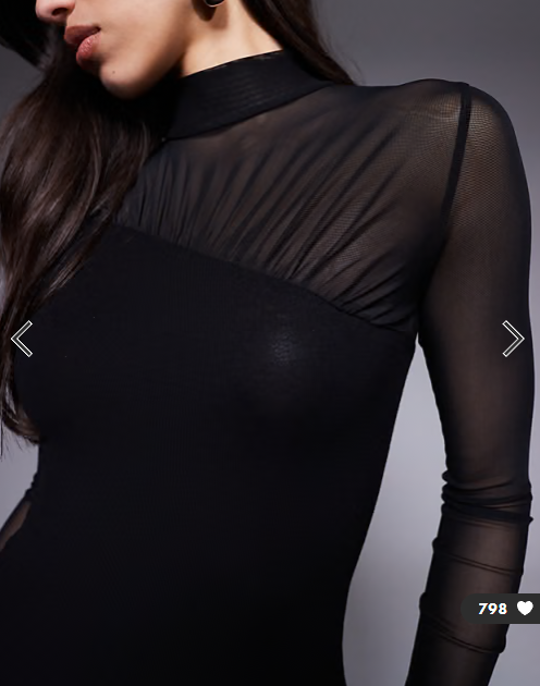 ASOS DESIGN sheer panelled mesh high neck maxi in black