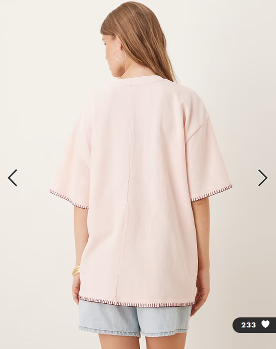 ASOS DESIGN oversized t-shirt with sun embroidery in pink