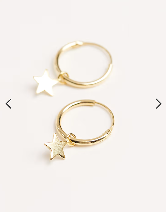 Kingsley Ryan star drop hoop earrings in gold plated