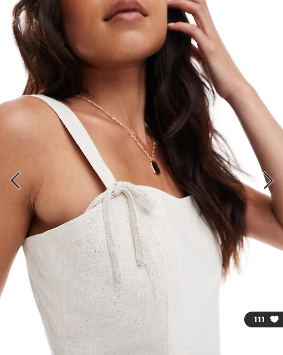 Miss Selfridge linen blend corset top with bow detail in stone