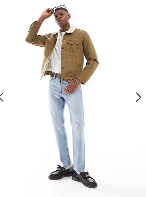 Levi's Type 3 sherpa canvas trucker jacket in tan