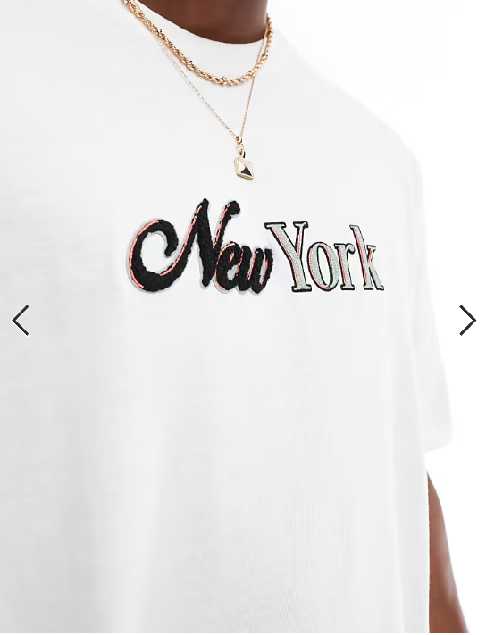 ASOS DESIGN boxy oversized t-shirt with city front applique in white