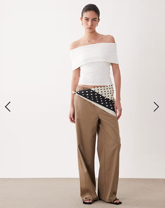 ASOS DESIGN off the shoulder fold over top in white