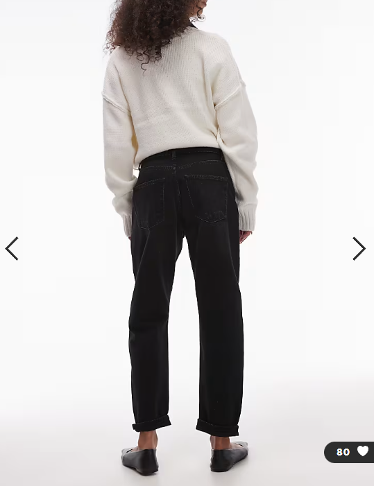 Topshop Original Mom high rise jean in washed black