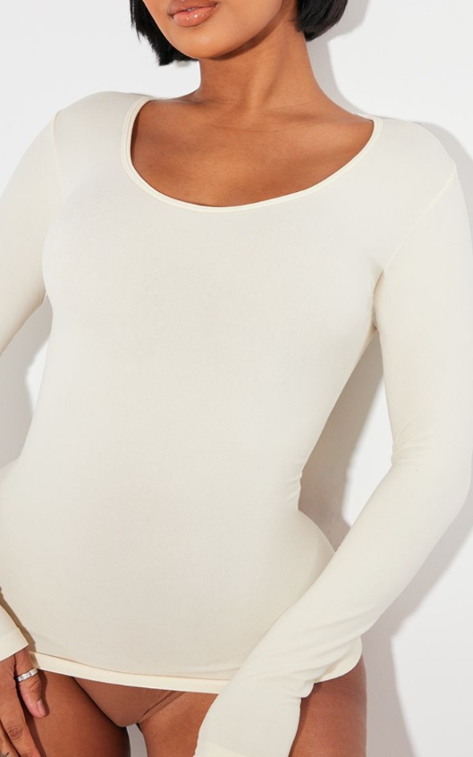 Shape Cream Stretch Seamless Long Sleeve Longline Top