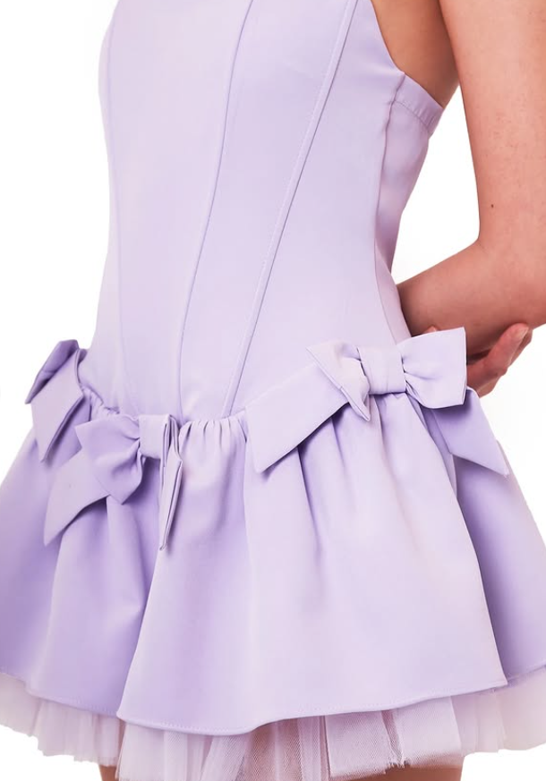 Dominica Lilac Bow Detail Corset Mini Dress