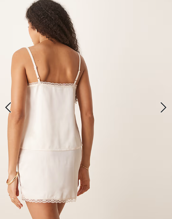 ASOS DESIGN flower embroidered satin cami top