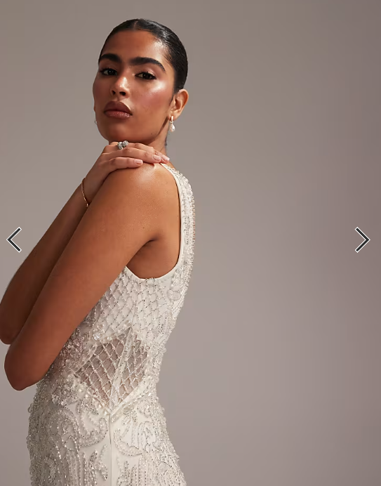 ASOS DESIGN ornate crystal embellished square neck maxi wedding dress