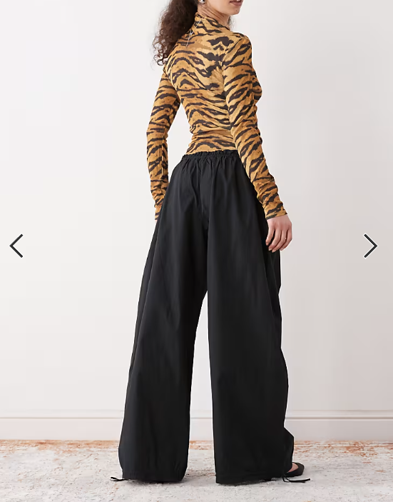 Monki balloon leg trouser in black