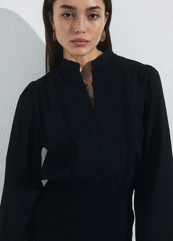 H&M - Pintucked cotton dress - black