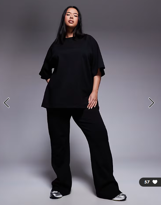 ASOS DESIGN Curve co-ord interlock flared jogger in black