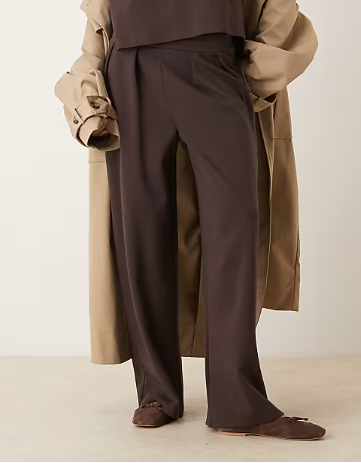 ASOS DESIGN interlock wide leg pants in chocolate