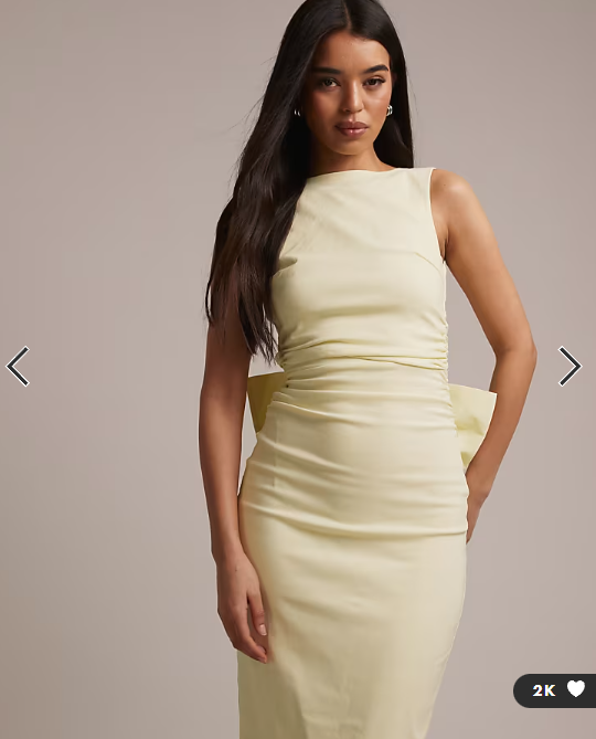TFNC Bridesmaid bengaline maxi dress with detachable bow back in yellow