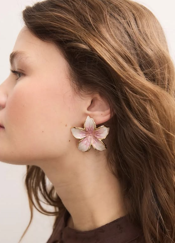 Enamelled flower earrings