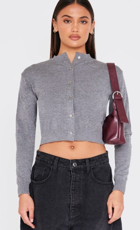 Plt - Charcoal Basic Knit Cropped Cardigan