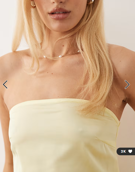 Pieces bandeau maxi satin dress in pale banana