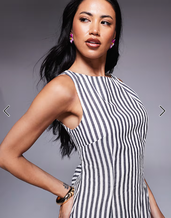 Princess Polly Alfalfa slash neck sleeveless mini dress in grey stripe