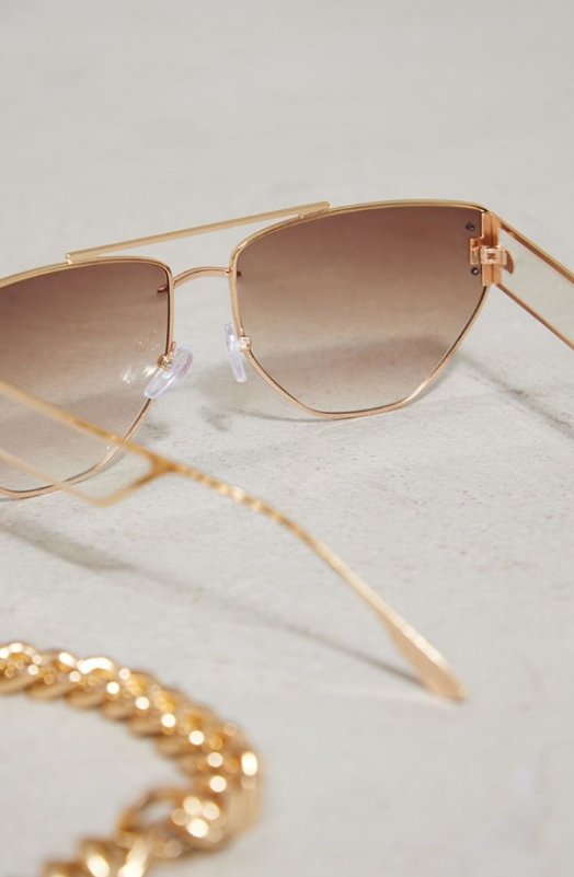 Brown Slim Aviator Sunglasses
