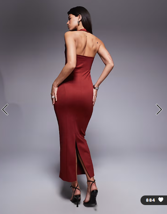 ASOS DESIGN structured corseted midi dress in dark cherry