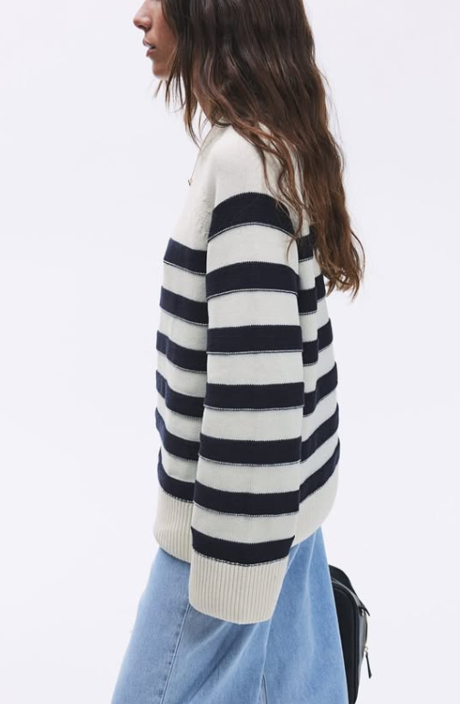 H&M - LOOSE-FIT SWEATER- Black Stripe
