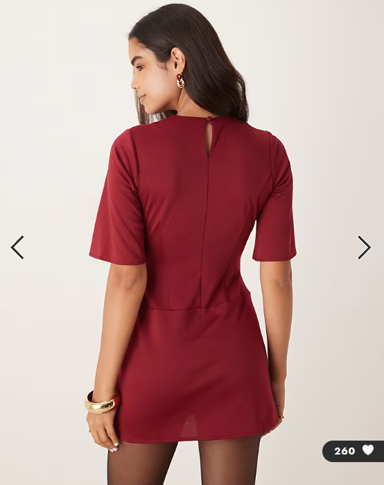 ASOS DESIGN wide short sleeve mini dress with side buckle in wine
