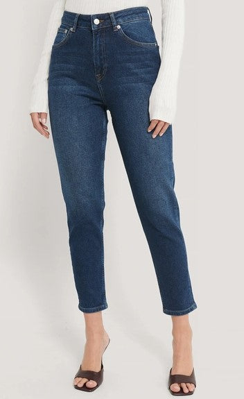 Organic Mom Jeans Blue In Dark Blue