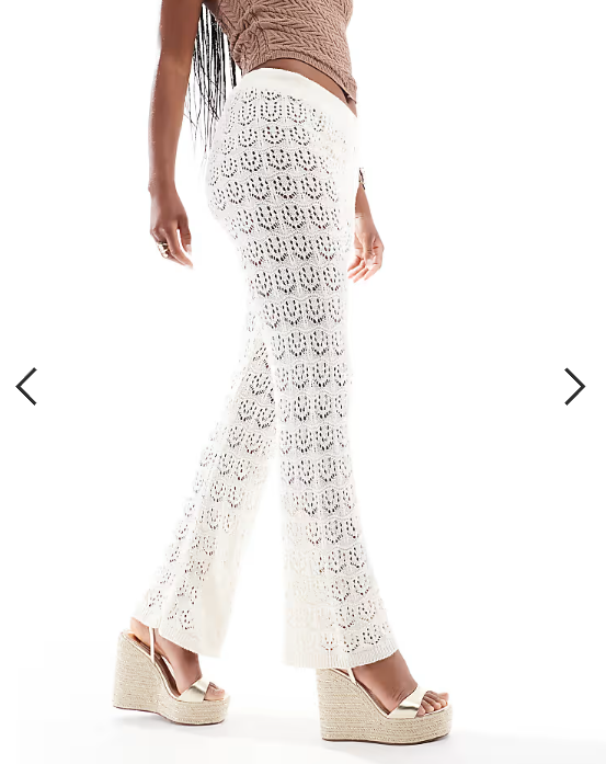Miss Selfridge beach crochet trouser in cream