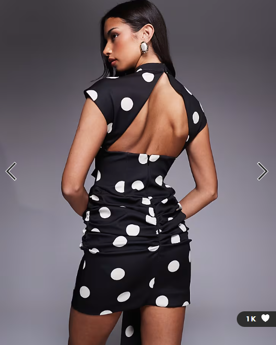 ASOS LUXE polka dot mini dress with oversized bow and drape detail in black