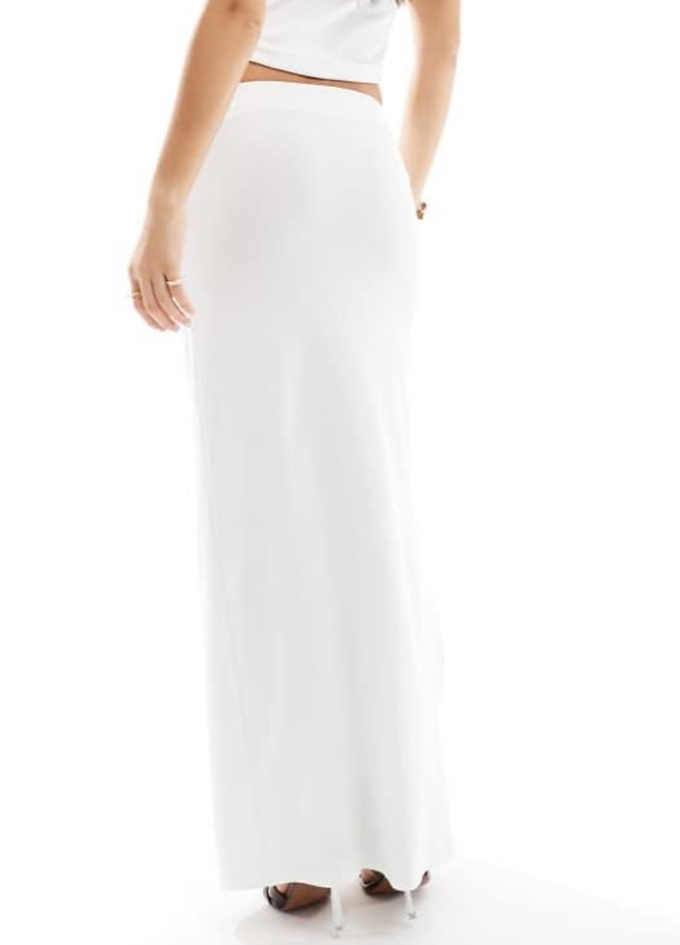 4th & Reckless - double layered slinky drape tie waist maxi skirt in white