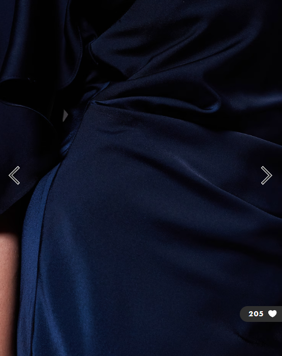 ASOS DESIGN Curve satin ruffle cape sleeve maxi dress with open back detail and high split in navy