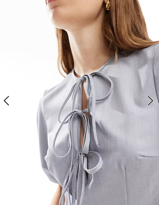 ASOS DESIGN puff sleeve tie front midi dress