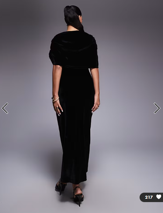 ASOS DESIGN velvet cape maxi dress in black