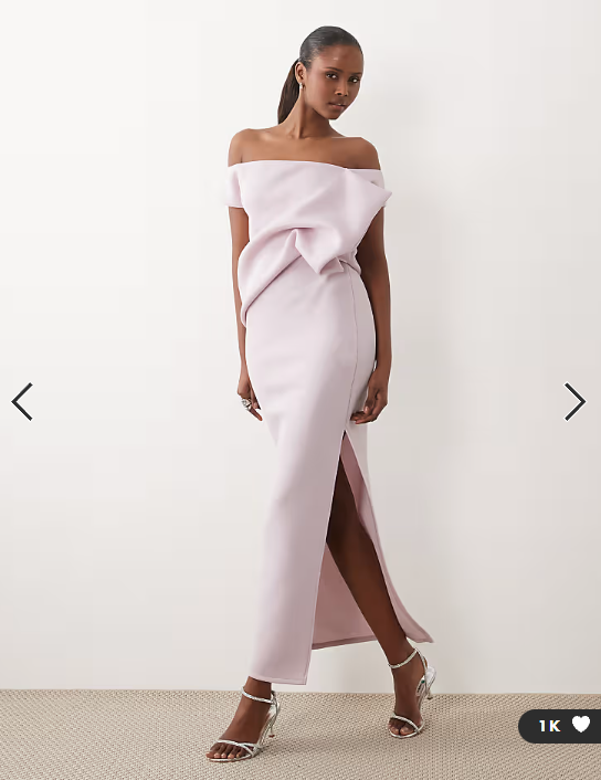 ASOS DESIGN scrunch drape midi dress in lilac scuba-style fabric