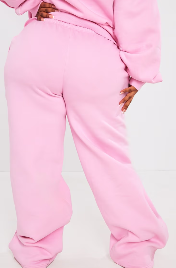 Plt - Plus Light Pink Oversized Wide Leg Seam Detail Joggers