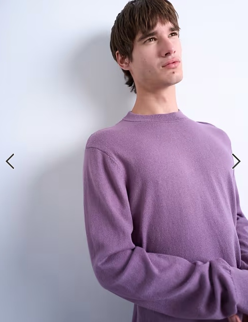 Topman essential knitted crew neck in purple
