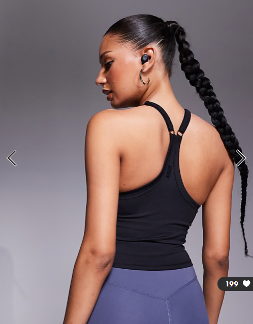 4505 Icon soft touch yoga cami with inner bra and adjustable straps in black