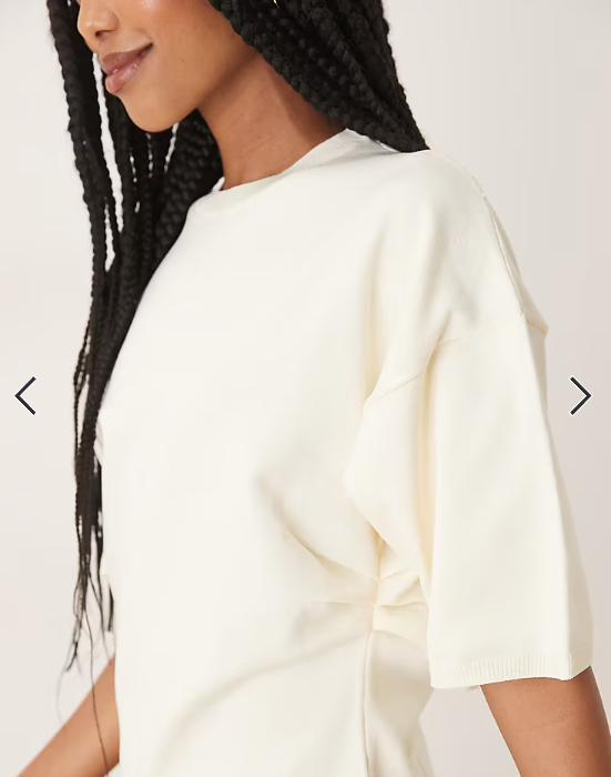 ASOS DESIGN ruched side knitted t-shirt in cream