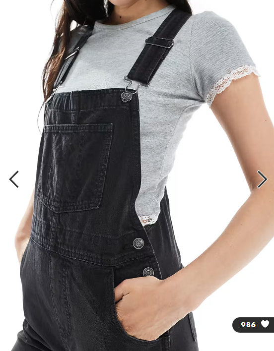 ASOS DESIGN denim dungaree in washed black