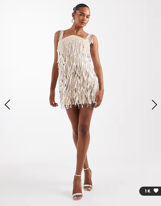 Asos Design Curved Neck allover Embellished