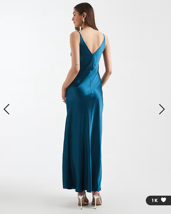 ASOS DESIGN Tall v neck cami satin slip midi dress in teal