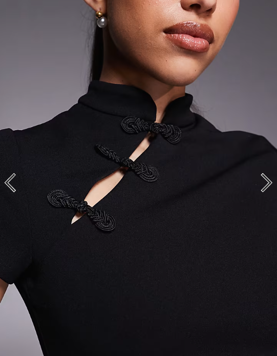 ASOS DESIGN co-ord crepe fitted crop top with rouleau loops in black scuba-style fabric