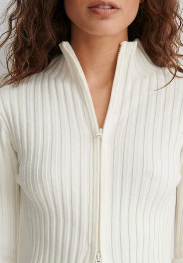 NAKD -Ribbed Zip-Front Cardigan