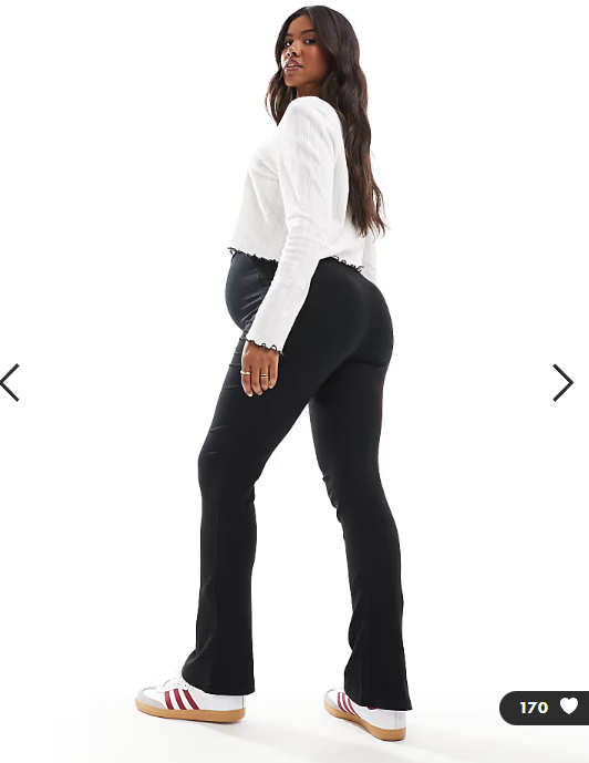 Vero Moda Maternity over the bump ribbed flared leggings in black