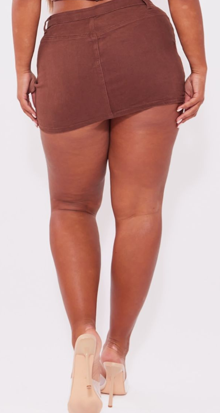 Plt - Brown Denim Bodycon Mini Skirt