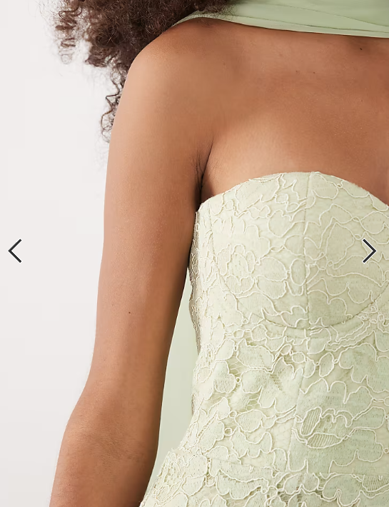 Six Stories lace corset maxi dress with scarf neck in sage green