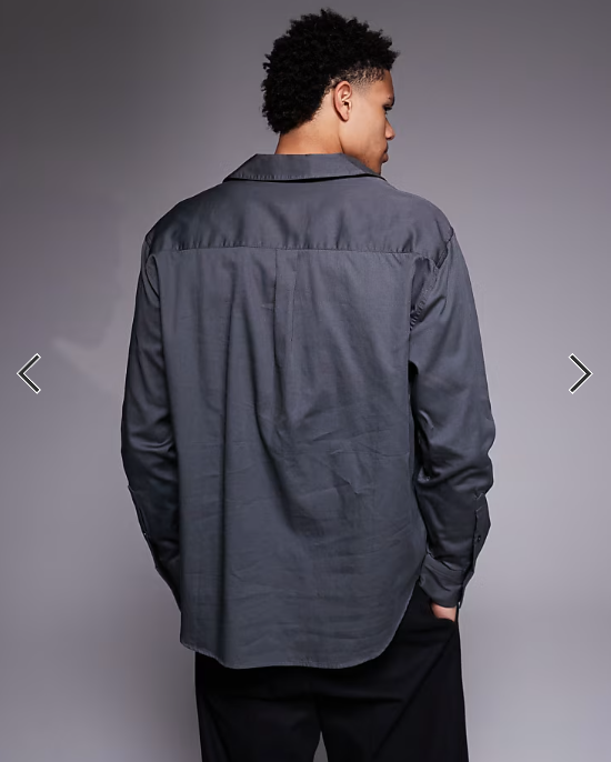 ASOS DESIGN relaxed deep v neck overhead shirt in grey