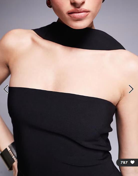 Vesper bengaline choker neck detail bandeau side split maxi dress in black