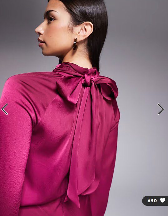 ASOS DESIGN textured blouson maxi dress with high neck and tie back in raspberry