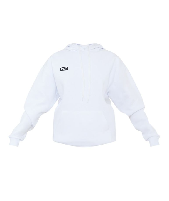 Plt - White Logo Badge Detail Oversized Hoodie